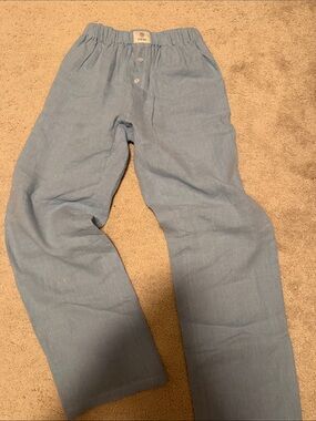 Parke Light Blue Linen Elastic Waist Pants